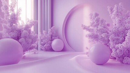 Lavender Dreamscape Abstract scene with shapes and textures