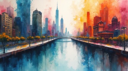 Obraz premium Surreal Melting Shanghai Cityscape
