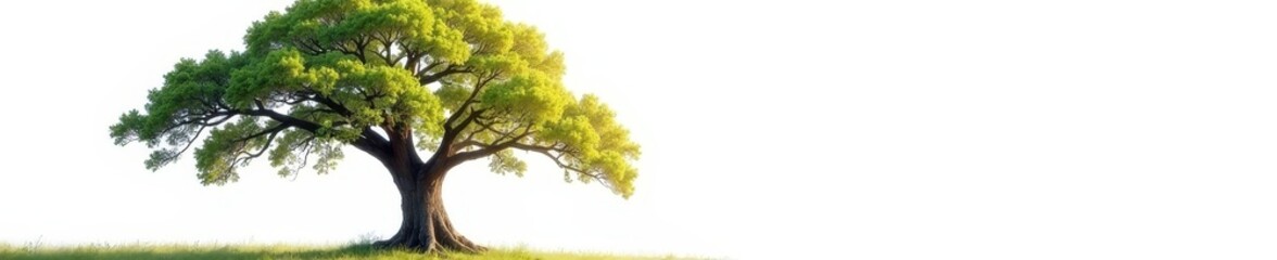 Fototapeta premium Majestic oak tree, isolated on pure white background , photo, majestic, summer