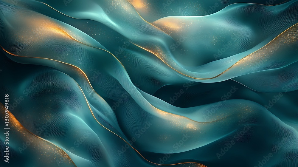 Poster abstract light streaks flow dynamically with blue and green hues over a dark background