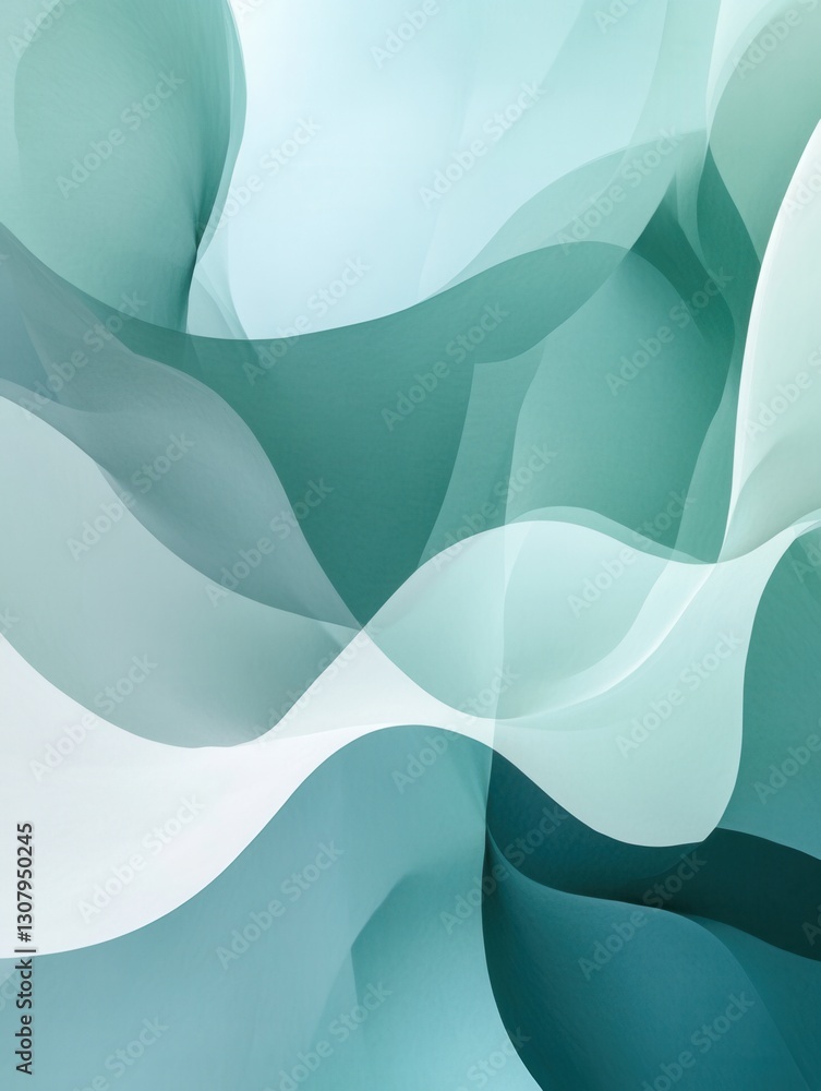 Leinwandbilder Soft flowing shapes create a serene atmosphere with pastel green and blue tones enhancing calmness and tranquility Generative AI