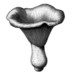 Unique and detailed engraving of a mushroom design perfect for tattoo enthusiasts and botanical art lovers