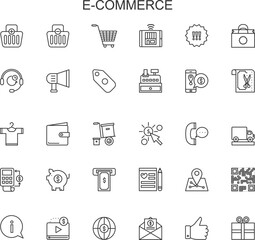 Fototapeta premium Set of 30 outline icons related to e-commerce. Linear icon collection. Editable stroke. Vector illustration