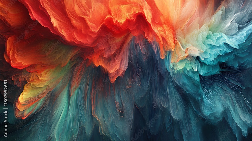 Poster iridescent background displays flowing pastel colors and soft shapes, noise texture adds depth