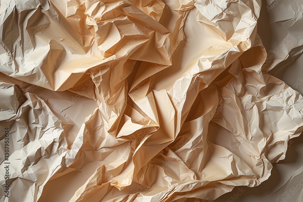 Poster caf� au lait crumpled paper texture with creamy layers and soft shadows for warm design backgrounds