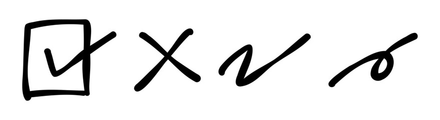 手書きのチェックマークセット、レ点