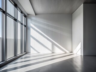 Abstract Shadow Play: Monochrome Office Interior with Window Light