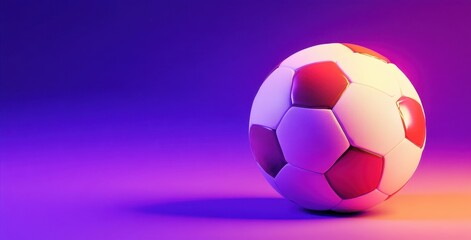 Fototapeta premium Vibrant Soccer Ball on Colorful Background with Dynamic Lighting, Ideal for Sports Themes, Events, or Promotional Materials in Athletics and Recreation
