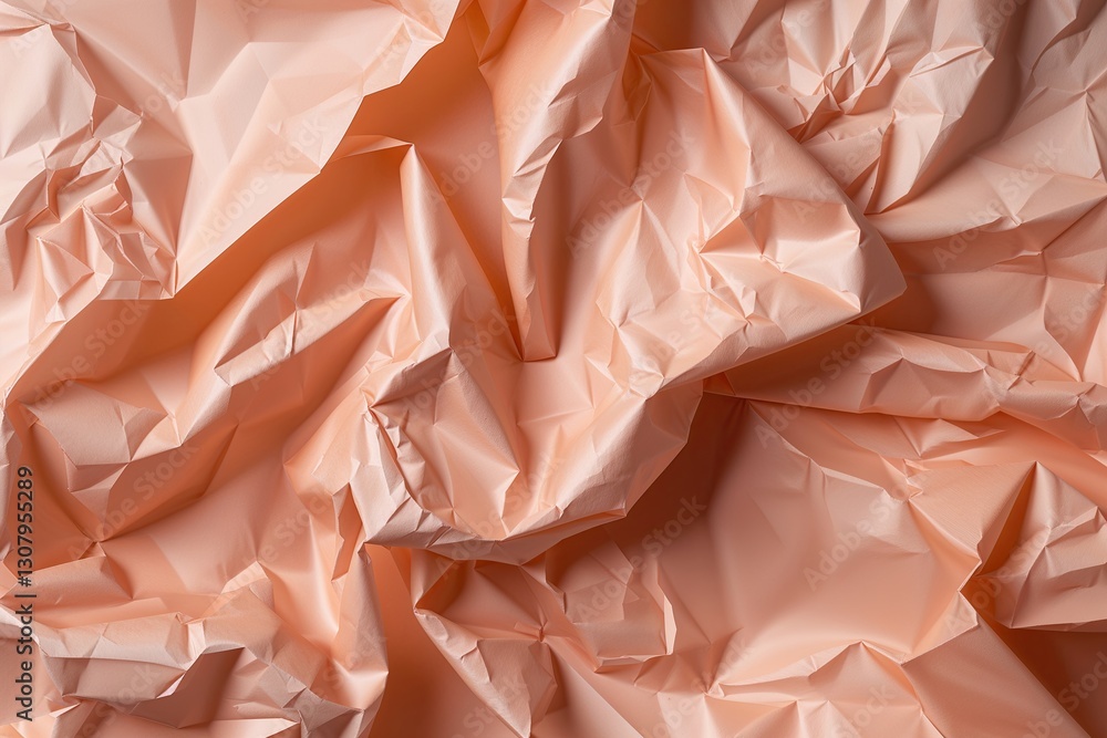 Poster crumpled peach paper background texture with soft shadows and minimal creases for stunning designs