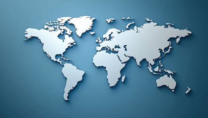 World map on blue background  
