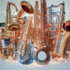 Collage of music instruments