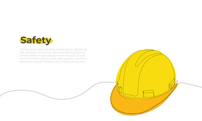Construction hard hat line art style vector illustration