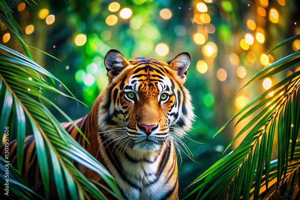 Aufkleber abstract tiger stripe jungle background design with bokeh effect - stock photo
