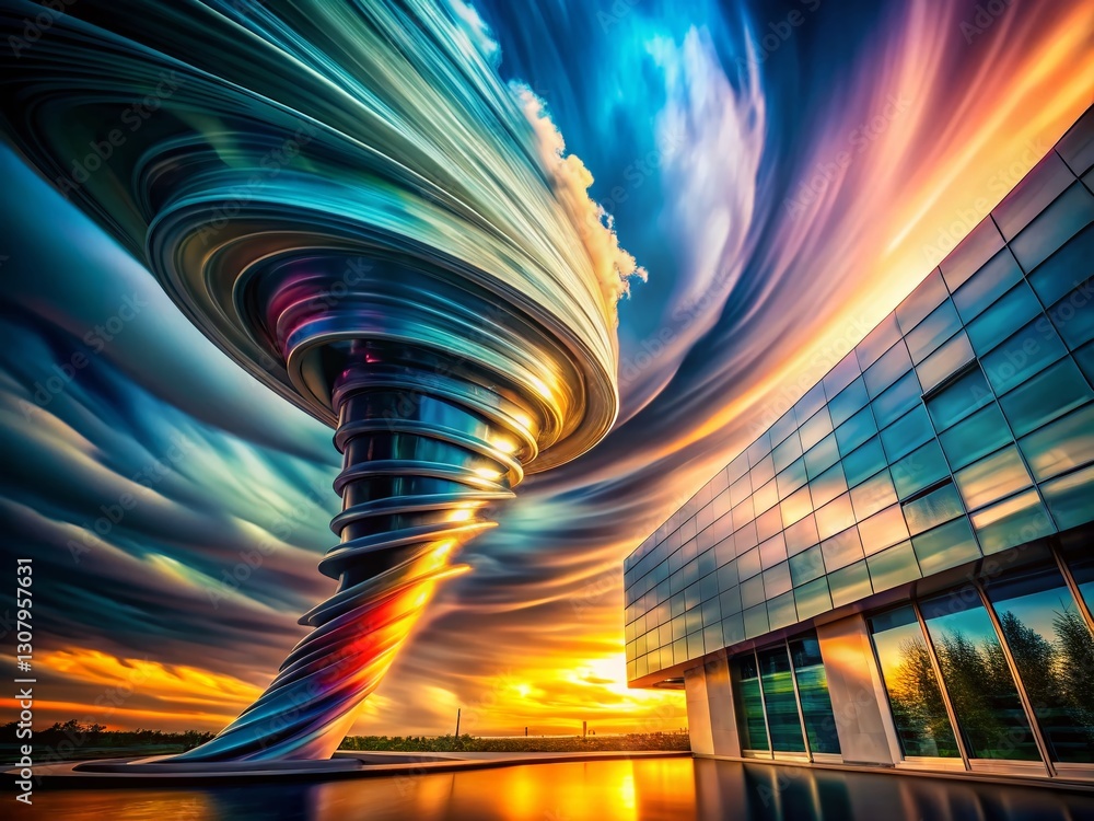 Poster abstract tornado graphic: isolated swirling vortex design element for architectural visuals