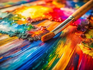 Fototapeta premium Abstract Watercolor Brushstrokes: Vibrant Hues & Textured Canvas
