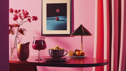 Romantic evening dining setup with wine and candlelight