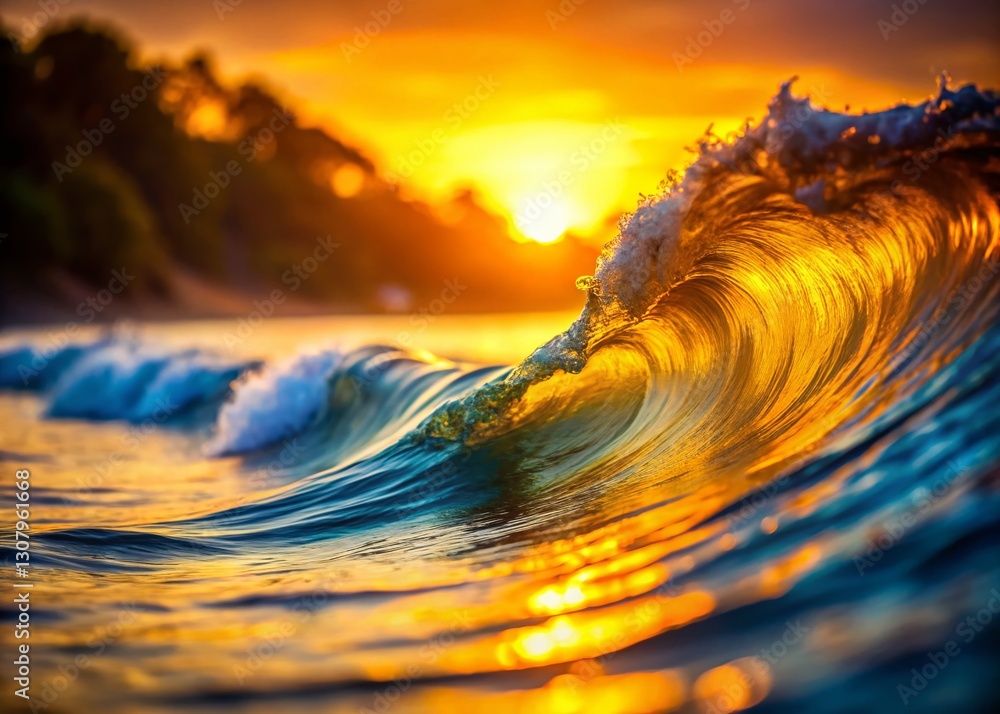 Poster abstract yellow orange gradient wave background for presentations with shadow - tilt-shift effect