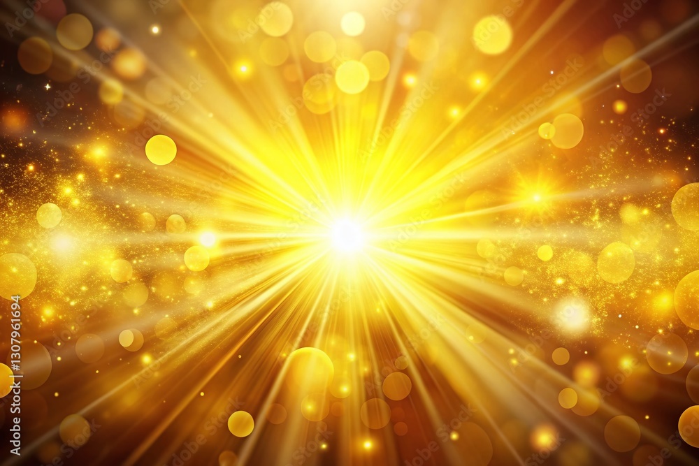 Poster abstract yellow sun rays bokeh background for design projects
