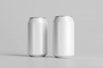 Realistic aluminum cans. Blank metallic can drink beer soda water juice packaging empty mock up