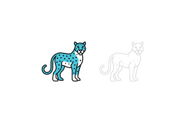 leopard line art of vector