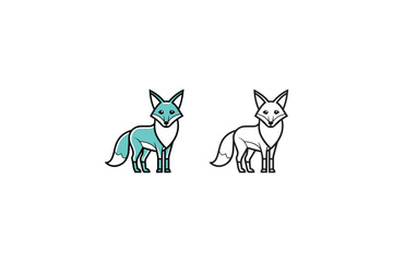 fox line art of vector