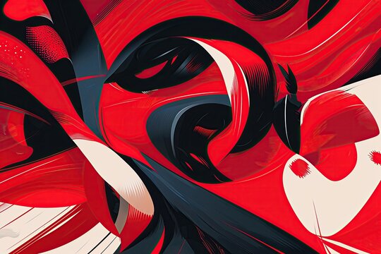 Vibrant Illustrations Featuring Bold Red Backgrounds and High Contrast Design