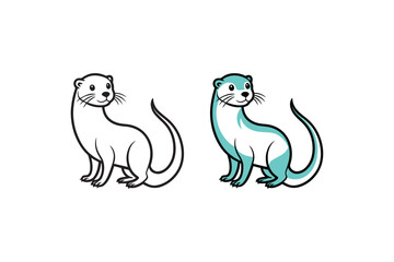 otter line art of vector