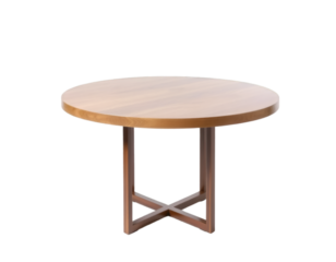 Round wooden table isolated on transparent background