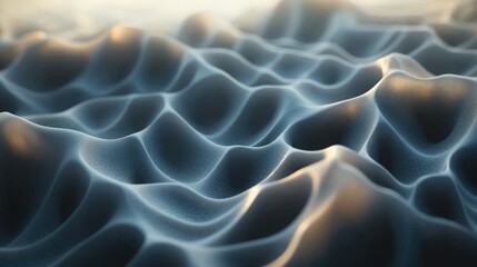 Abstract undulating surface with light and shadow creating a depth field