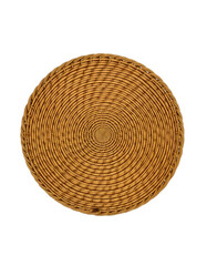 Round wicker plate isolated on transparent background