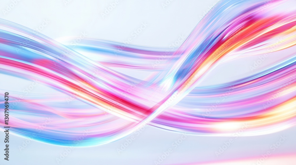 Fototapete glowing neon lines create a futuristic light display on a smooth white background generative ai