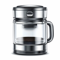 Sleek Chrome Coffee Maker Illustration - Modern Glass Carafe Design