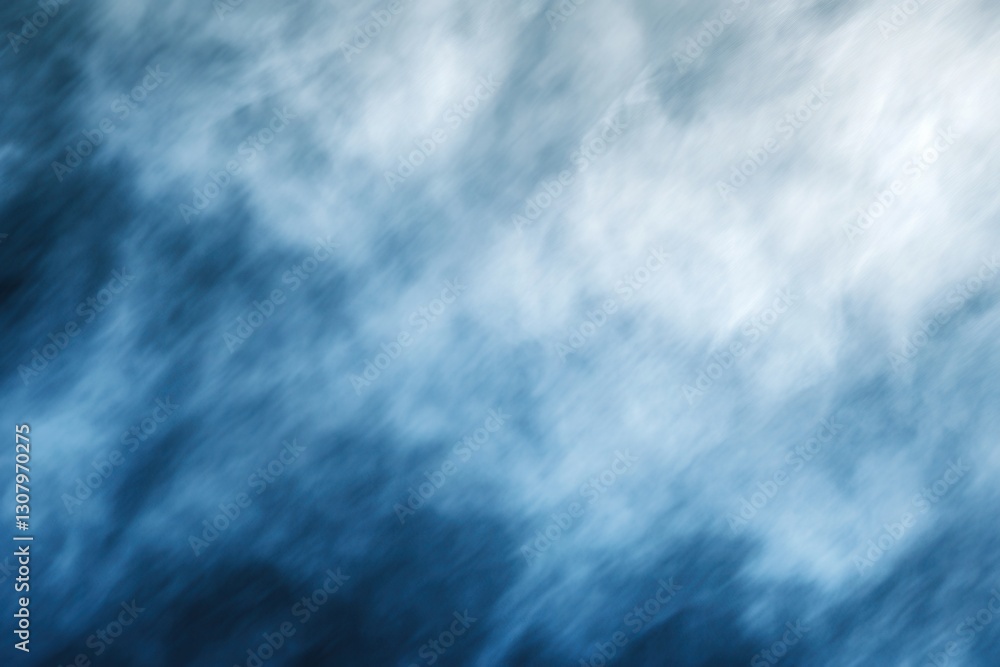 Poster capturing the essence of melancholy through soft blues and grays with gentle raindrops blurring the 