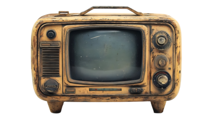 Old TV Shows Decaying Paint Isolated on White Background