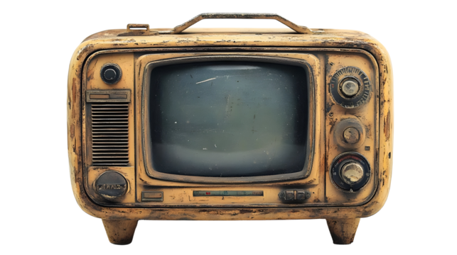 Old TV Shows Decaying Paint Isolated on White Background