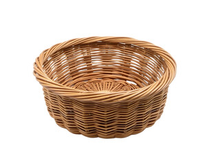Empty wicker basket isolated on transparent background