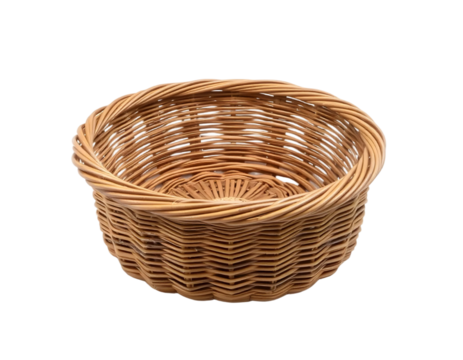 Empty wicker basket isolated on transparent background