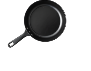 Realistic black frying pan isolated on transparent background