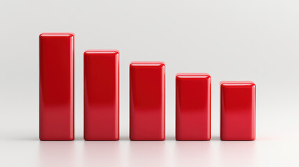 Stylized red bar rating system with five levels, showcasing growth and progress