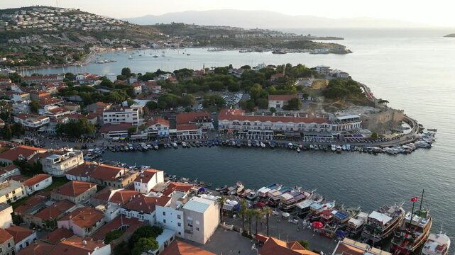 aerial view of Izmir old foca coastline