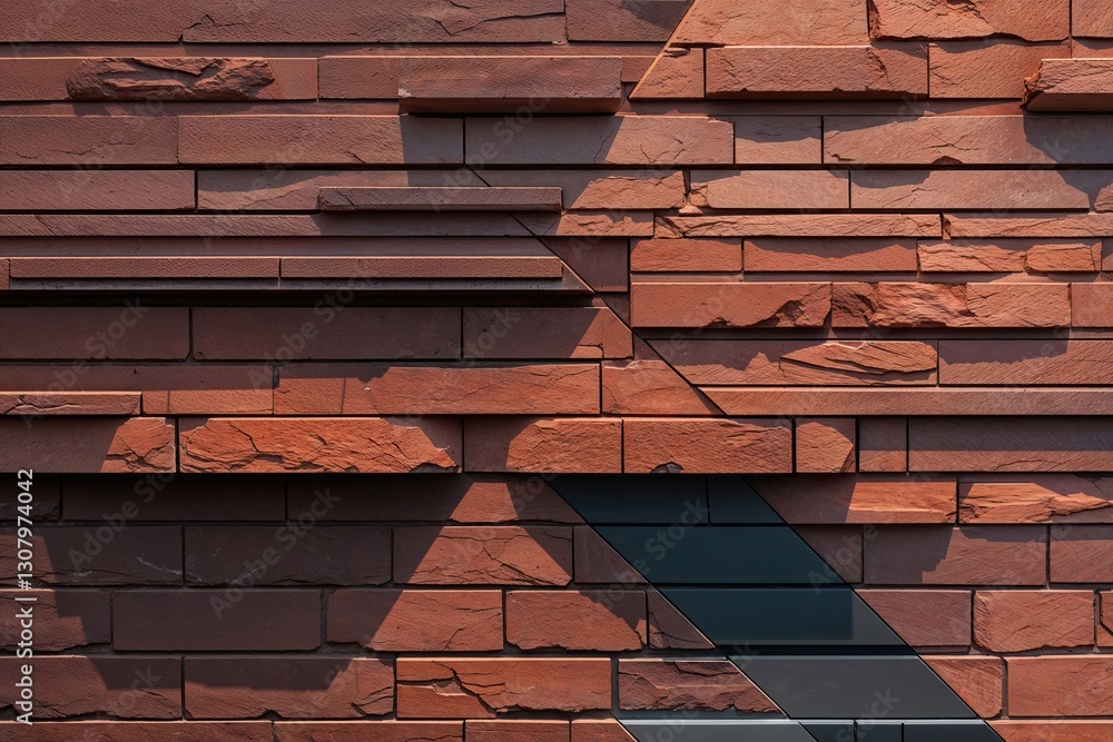 Poster layered brown brick wall texture with gradient and intersecting patterns for design projects
