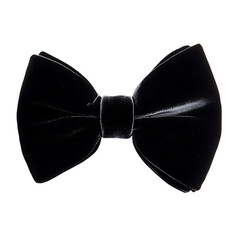 A Givenchy velvet tuxedo bowtie, sculpted to perfection, isolated on a white background.