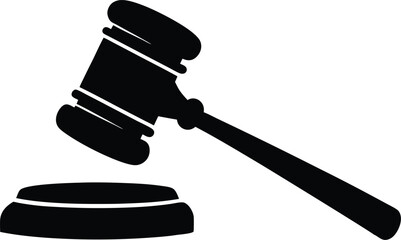  judge hammer silhouette vector illustration. justice gavel silhouette vector
