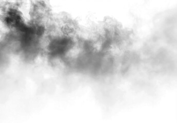 black smoke or fog isolated on white background.	