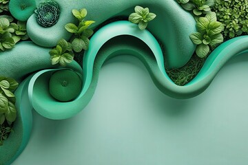 Mint Gradient Background with Textured Curves for Gardening and Outdoor Blogs