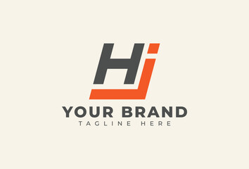 Initial Italic Letter H J Square Geometric Logo Design