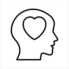 Head heart  Icon Symbol isolated white background. vector illustration. color editable.