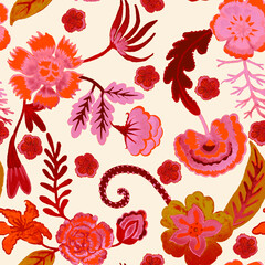 Tropical pattern, floral, leaves. Digital print in Repeat (rapport), Resolution 300 DPI, ideal for fashion, decoration and stationery.