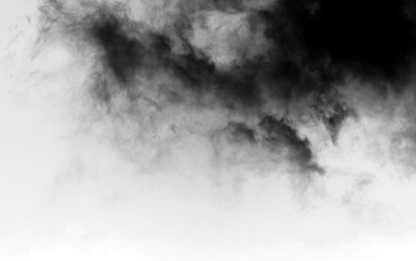 black smoke or fog isolated on white background.	