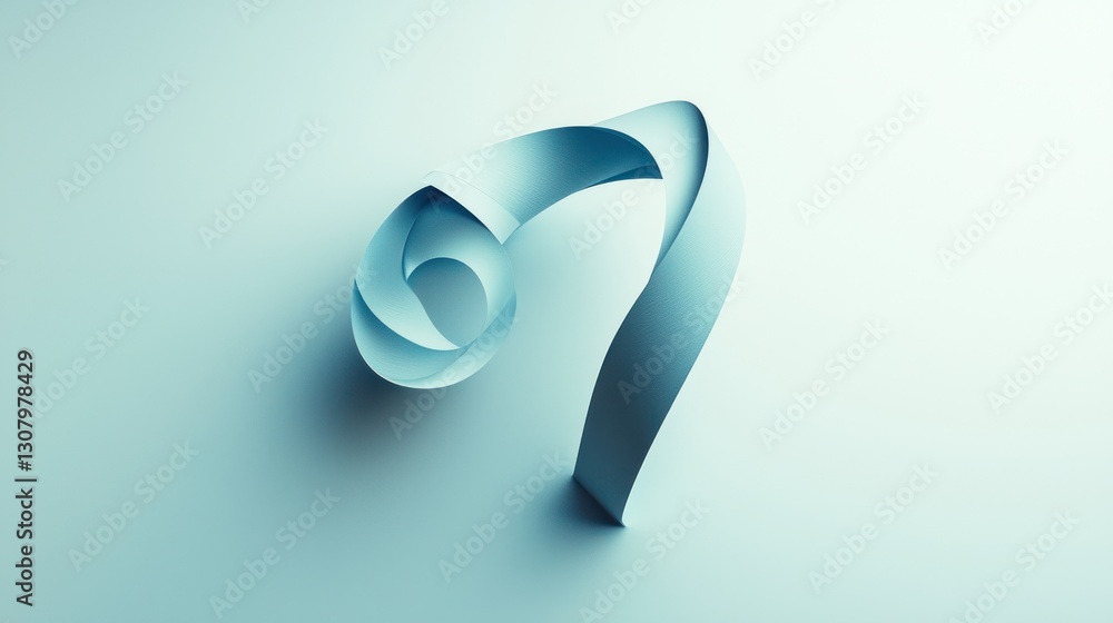 Aufkleber abstract light blue ribbon forming a dynamic loop on a light background.
